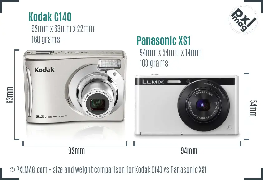 Kodak C140 vs Panasonic XS1 size comparison