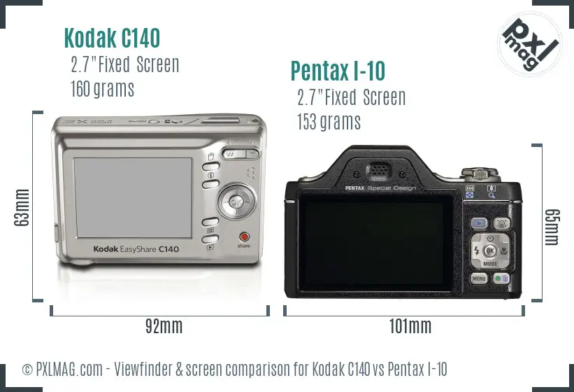 Kodak C140 vs Pentax I-10 Screen and Viewfinder comparison