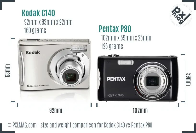 Kodak C140 vs Pentax P80 size comparison Kodak C140 vs Pentax P80 size comparison