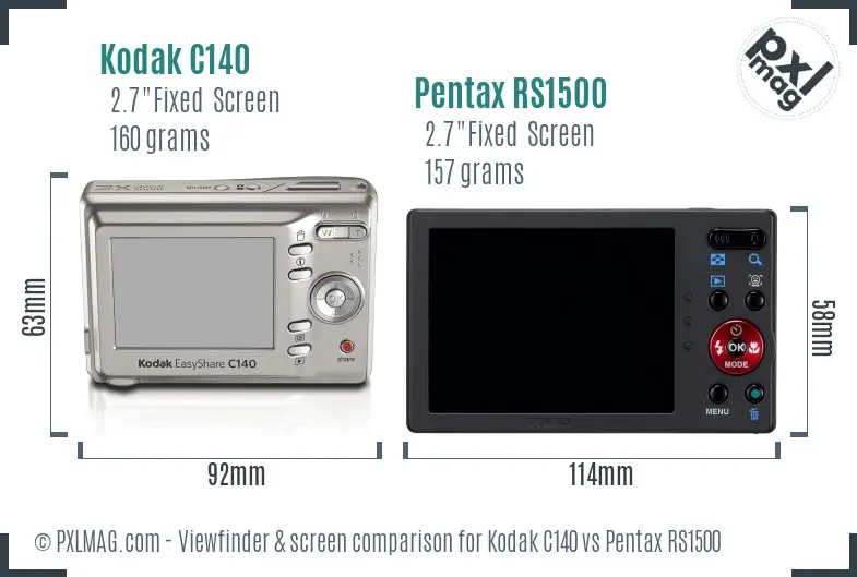 Kodak C140 vs Pentax RS1500 Screen and Viewfinder comparison