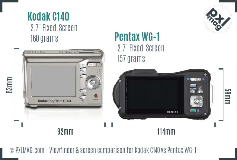 Kodak C140 vs Pentax WG-1 Screen and Viewfinder comparison