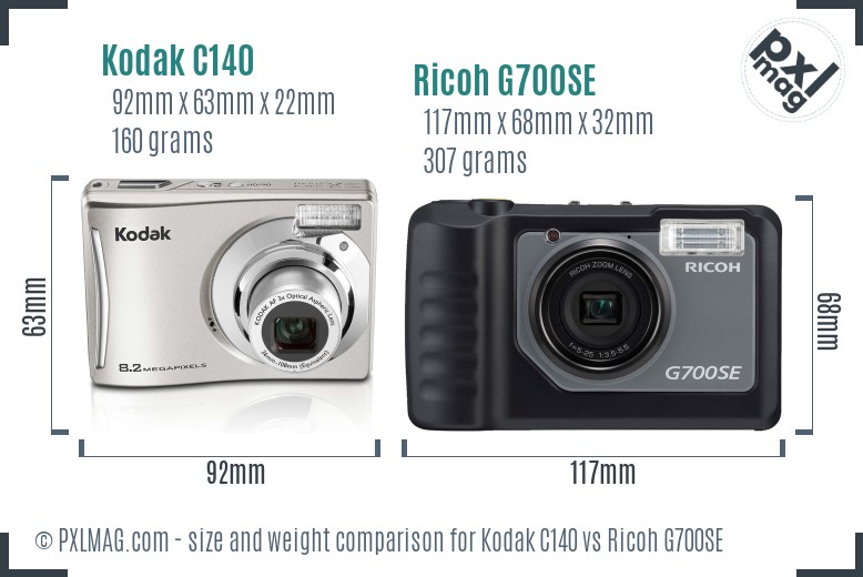 Kodak C140 vs Ricoh G700SE size comparison Kodak C140 vs Ricoh G700SE size comparison