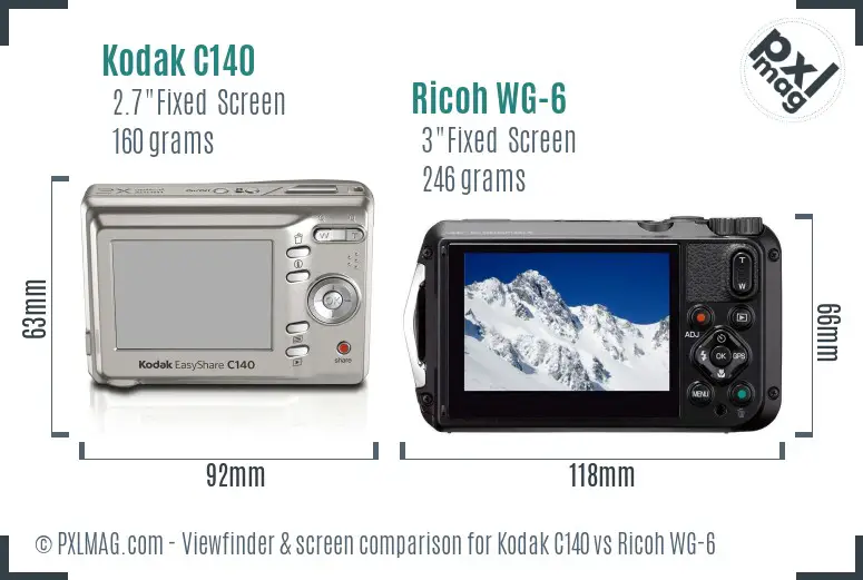 Kodak C140 vs Ricoh WG-6 Screen and Viewfinder comparison