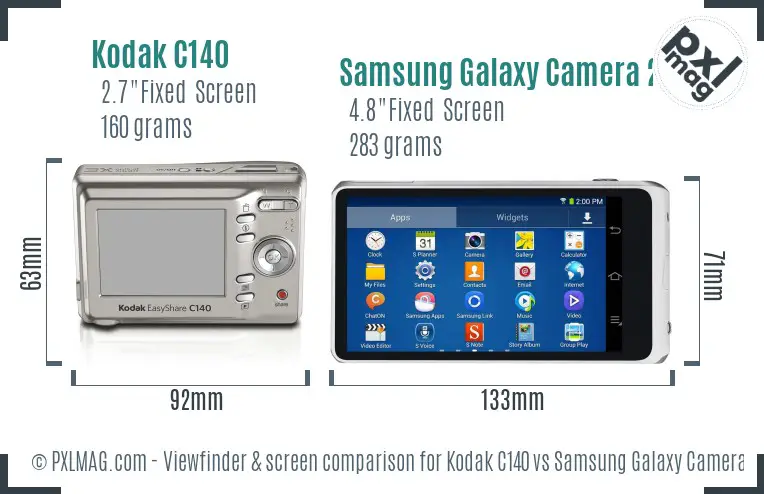 Kodak C140 vs Samsung Galaxy Camera 2 Screen and Viewfinder comparison Kodak C140 vs Samsung Galaxy Camera 2 Screen and Viewfinder comparison