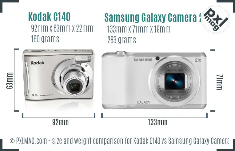 Kodak C140 vs Samsung Galaxy Camera 2 size comparison Kodak C140 vs Samsung Galaxy Camera 2 size comparison