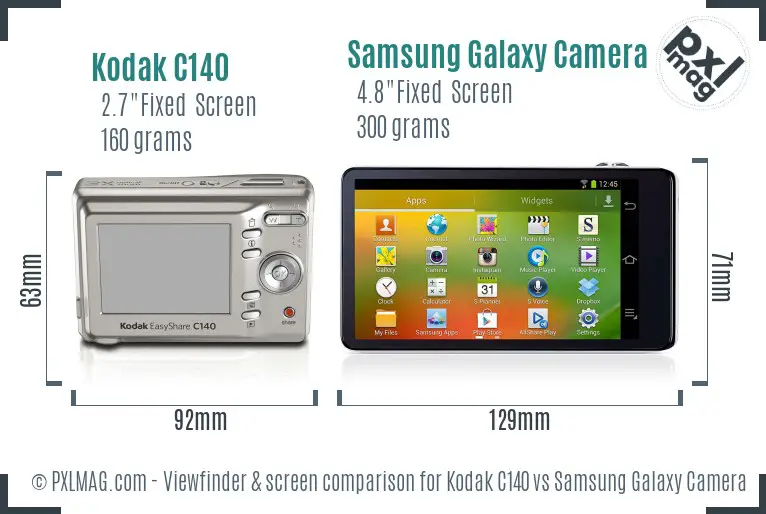 Kodak C140 vs Samsung Galaxy Camera Screen and Viewfinder comparison Kodak C140 vs Samsung Galaxy Camera Screen and Viewfinder comparison
