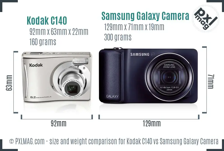 Kodak C140 vs Samsung Galaxy Camera size comparison Kodak C140 vs Samsung Galaxy Camera size comparison