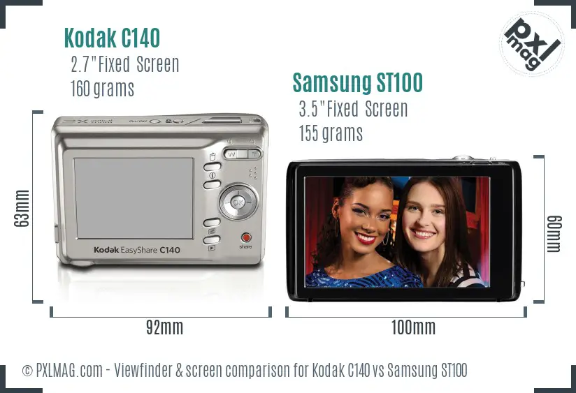 Kodak C140 vs Samsung ST100 Screen and Viewfinder comparison