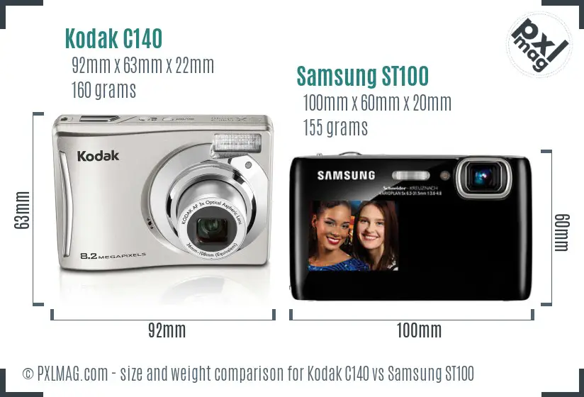 Kodak C140 vs Samsung ST100 size comparison