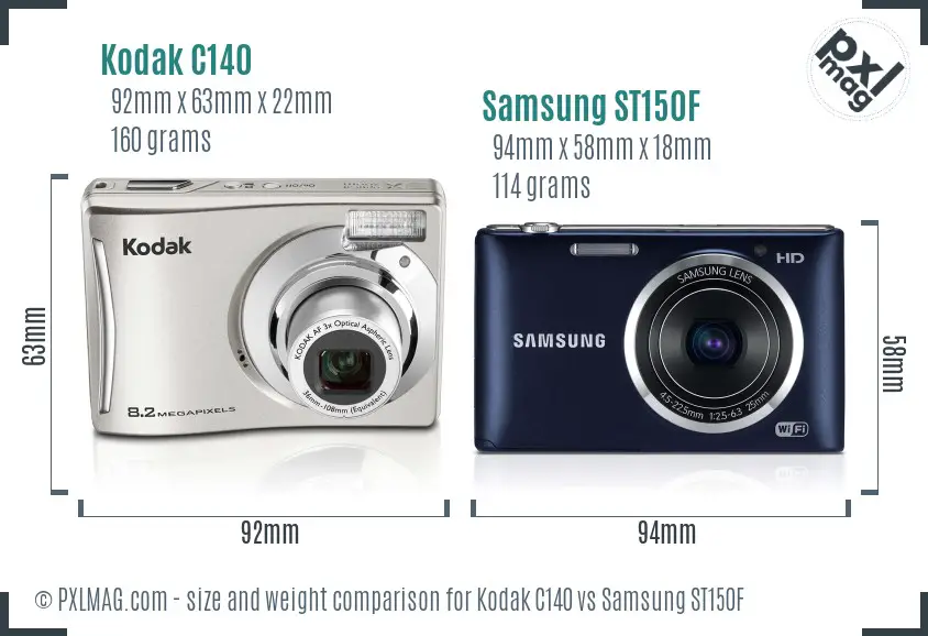 Kodak C140 vs Samsung ST150F size comparison Kodak C140 vs Samsung ST150F size comparison