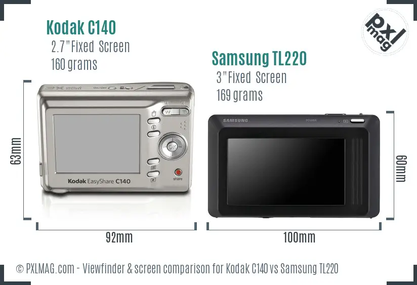 Kodak C140 vs Samsung TL220 Screen and Viewfinder comparison