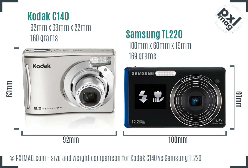 Kodak C140 vs Samsung TL220 size comparison