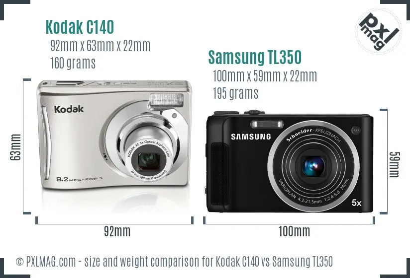 Kodak C140 vs Samsung TL350 size comparison