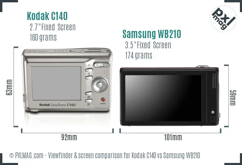 Kodak C140 vs Samsung WB210 Screen and Viewfinder comparison