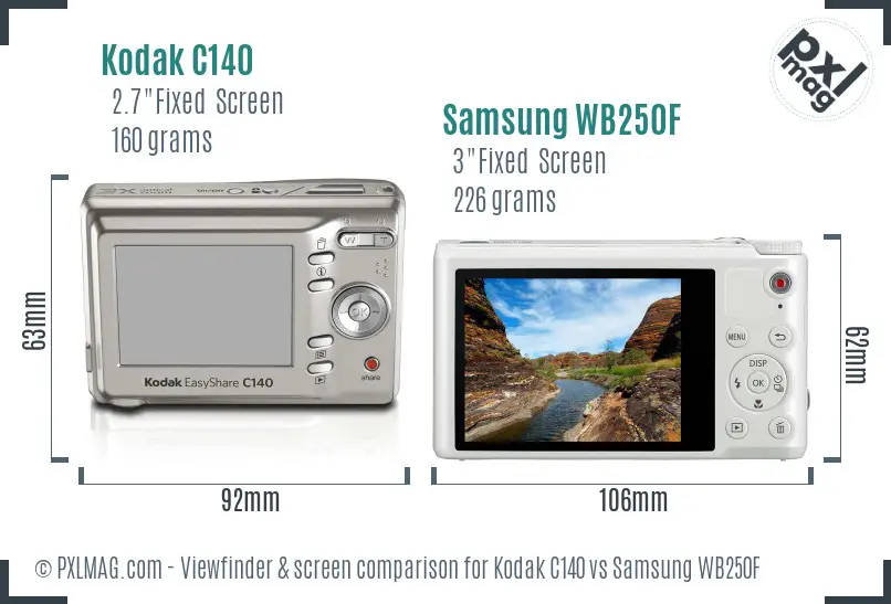 Kodak C140 vs Samsung WB250F Screen and Viewfinder comparison Kodak C140 vs Samsung WB250F Screen and Viewfinder comparison