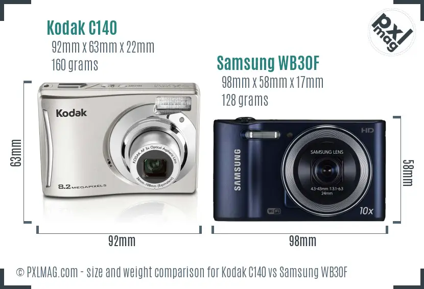 Kodak C140 vs Samsung WB30F size comparison Kodak C140 vs Samsung WB30F size comparison