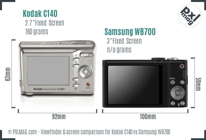Kodak C140 vs Samsung WB700 Screen and Viewfinder comparison