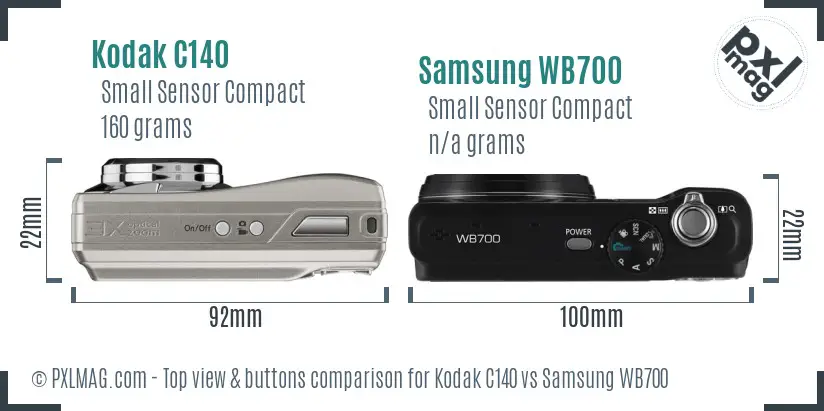 Kodak C140 vs Samsung WB700 top view buttons comparison
