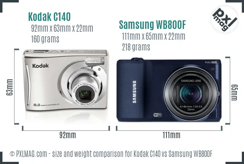 Kodak C140 vs Samsung WB800F size comparison Kodak C140 vs Samsung WB800F size comparison