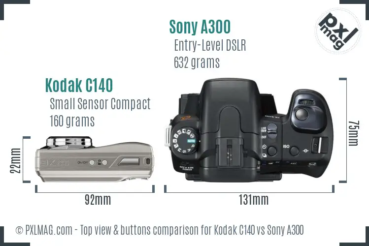 Kodak C140 vs Sony A300 top view buttons comparison