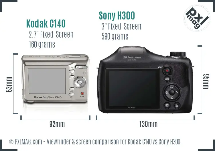 Kodak C140 vs Sony H300 Screen and Viewfinder comparison