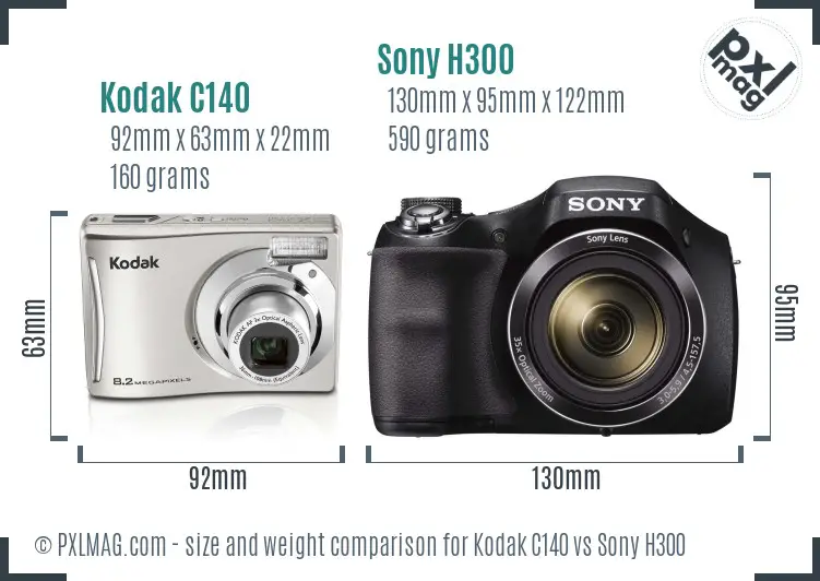 Kodak C140 vs Sony H300 size comparison