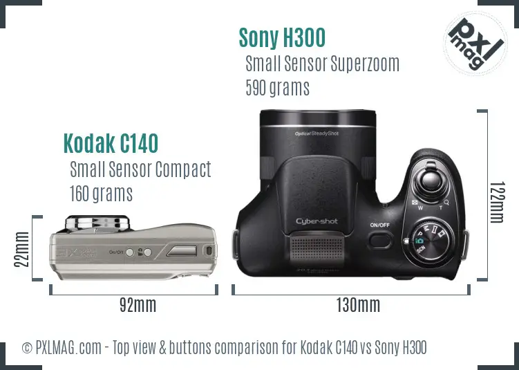 Kodak C140 vs Sony H300 top view buttons comparison
