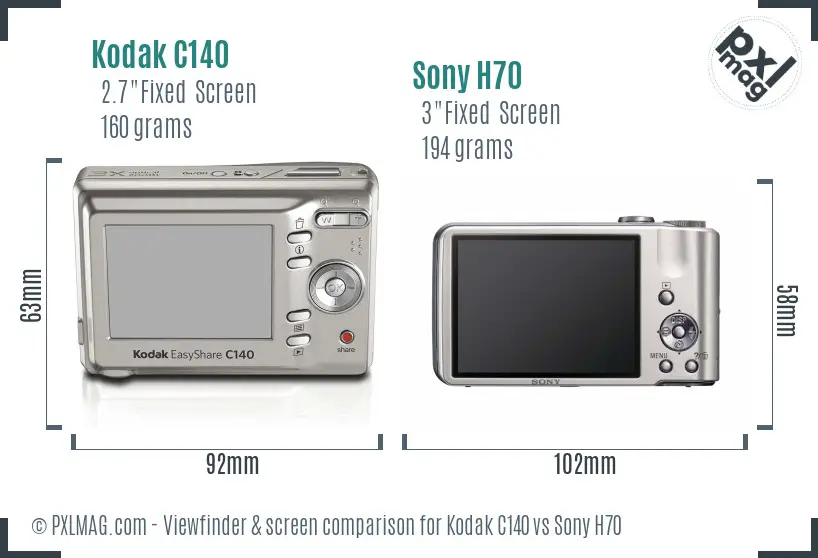 Kodak C140 vs Sony H70 Screen and Viewfinder comparison