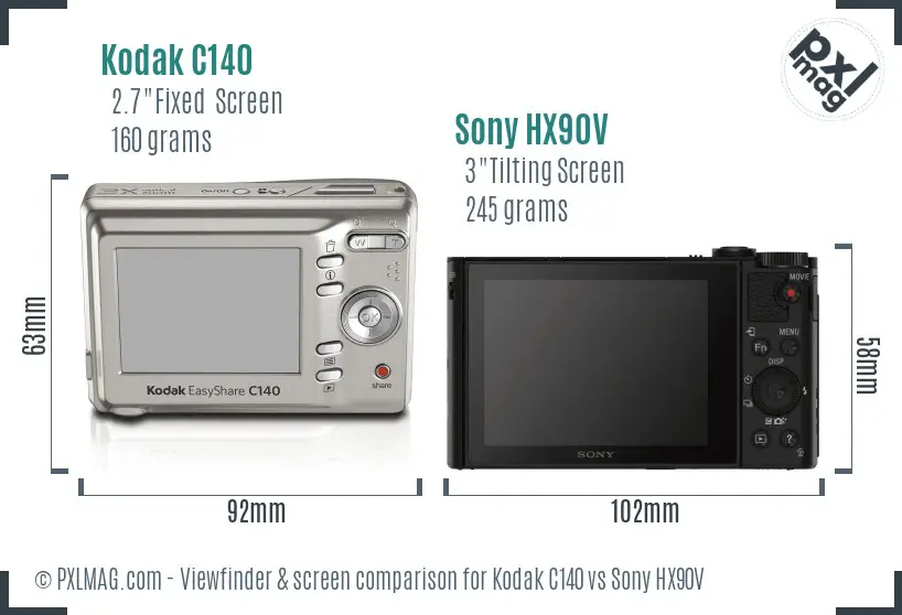 Kodak C140 vs Sony HX90V Screen and Viewfinder comparison