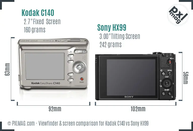 Kodak C140 vs Sony HX99 Screen and Viewfinder comparison Kodak C140 vs Sony HX99 Screen and Viewfinder comparison