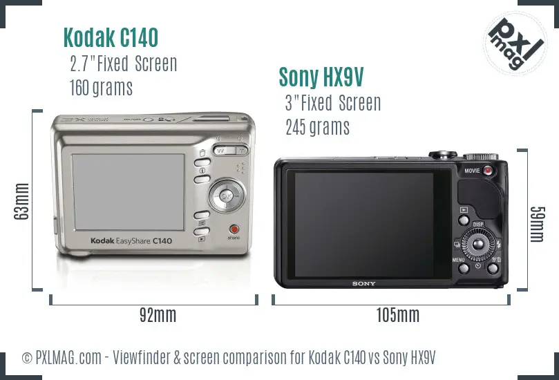 Kodak C140 vs Sony HX9V Screen and Viewfinder comparison Kodak C140 vs Sony HX9V Screen and Viewfinder comparison