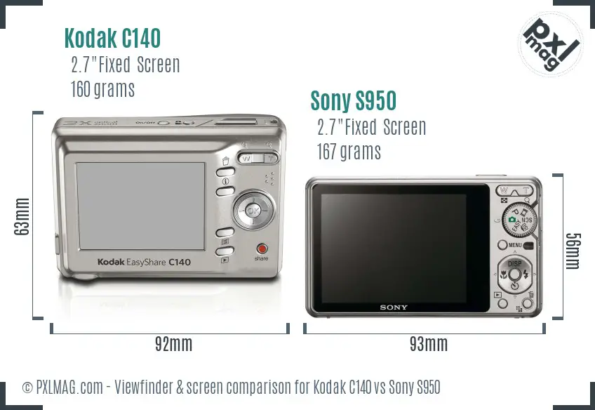 Kodak C140 vs Sony S950 Screen and Viewfinder comparison Kodak C140 vs Sony S950 Screen and Viewfinder comparison