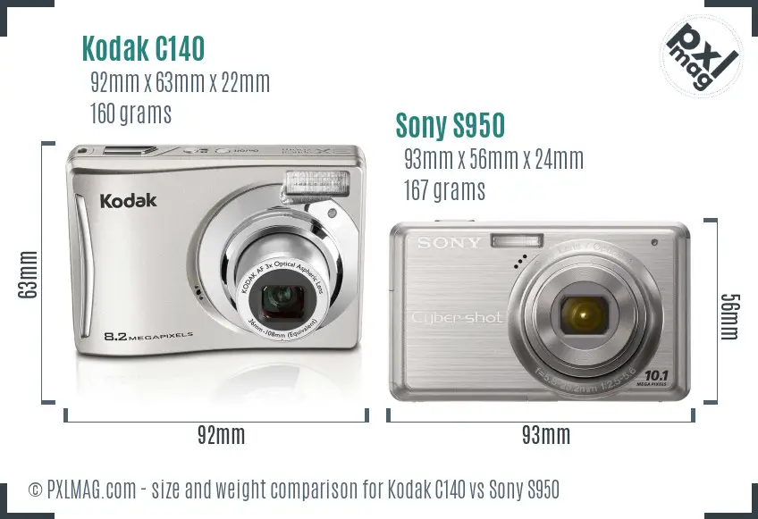 Kodak C140 vs Sony S950 size comparison Kodak C140 vs Sony S950 size comparison
