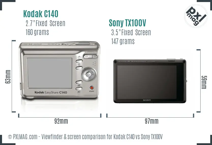 Kodak C140 vs Sony TX100V Screen and Viewfinder comparison