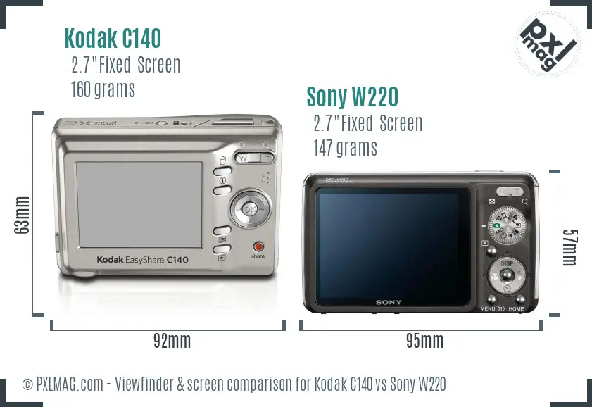 Kodak C140 vs Sony W220 Screen and Viewfinder comparison