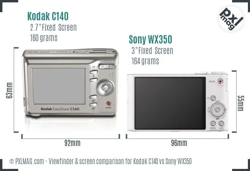 Kodak C140 vs Sony WX350 Screen and Viewfinder comparison Kodak C140 vs Sony WX350 Screen and Viewfinder comparison
