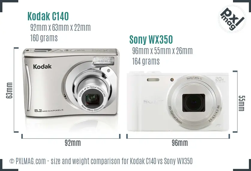 Kodak C140 vs Sony WX350 size comparison Kodak C140 vs Sony WX350 size comparison