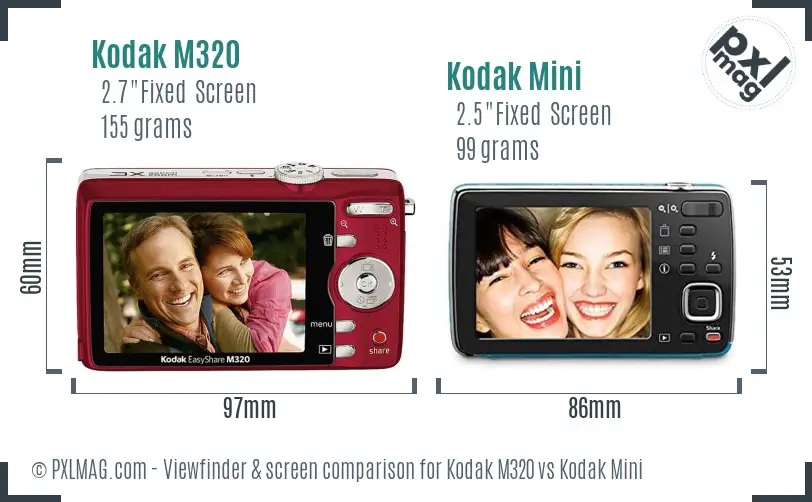 Kodak M320 vs Kodak Mini Screen and Viewfinder comparison