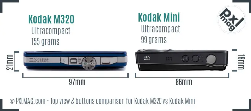 Kodak M320 vs Kodak Mini top view buttons comparison