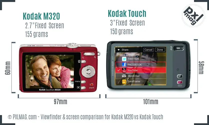 Kodak M320 vs Kodak Touch Screen and Viewfinder comparison