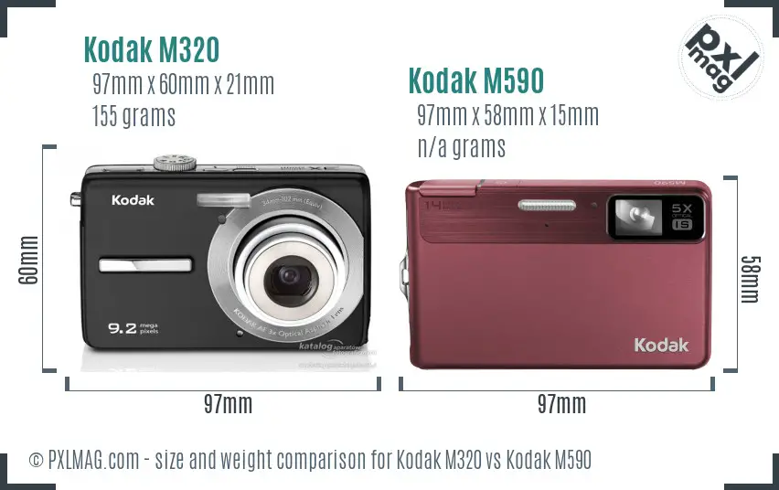 Kodak M320 vs Kodak M590 size comparison