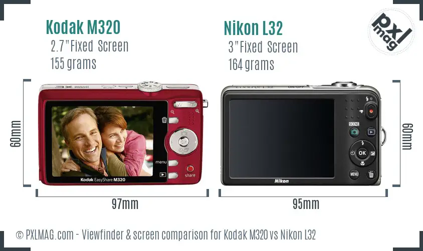 Kodak M320 vs Nikon L32 Screen and Viewfinder comparison