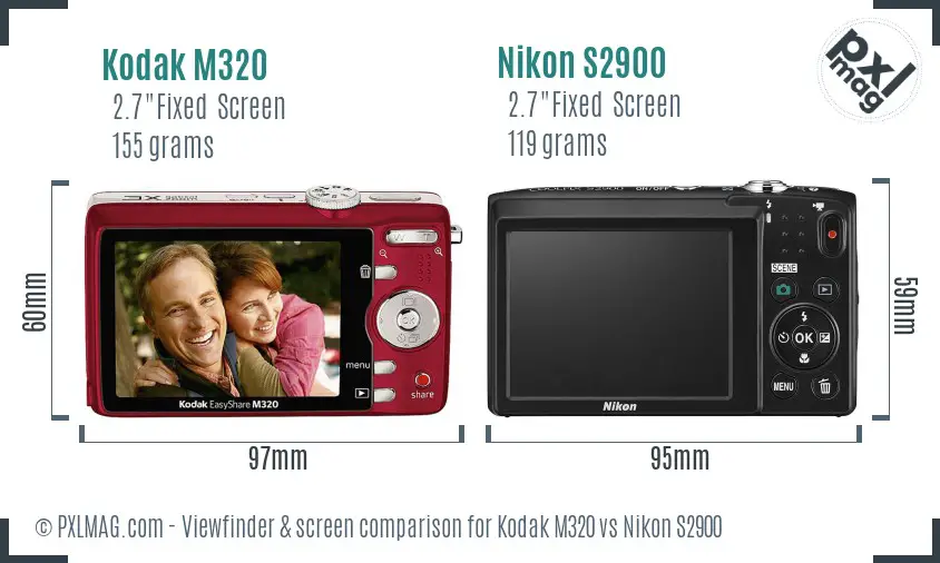 Kodak M320 vs Nikon S2900 Screen and Viewfinder comparison