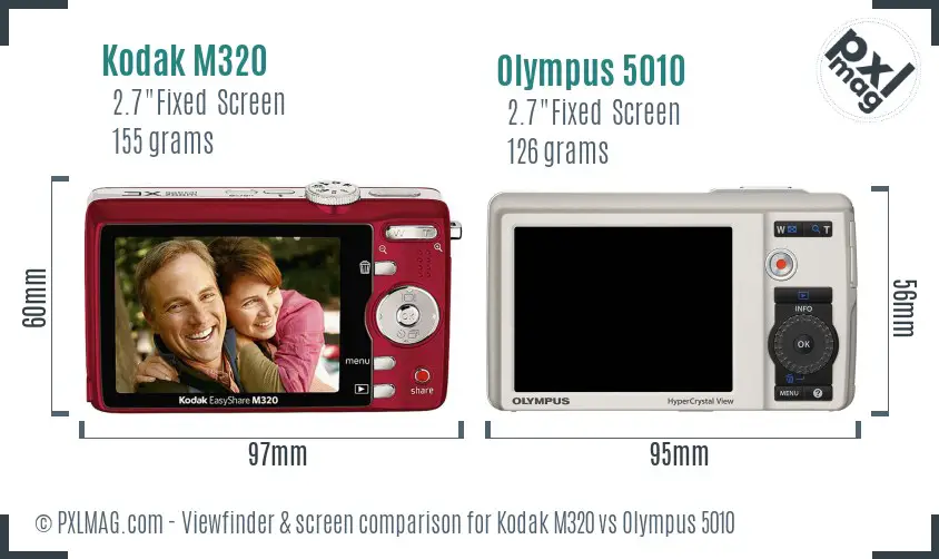 Kodak M320 vs Olympus 5010 Screen and Viewfinder comparison