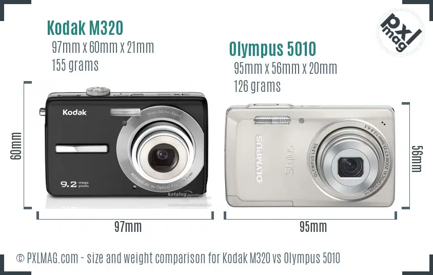 Kodak M320 vs Olympus 5010 size comparison