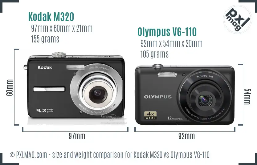 Kodak M320 vs Olympus VG-110 size comparison