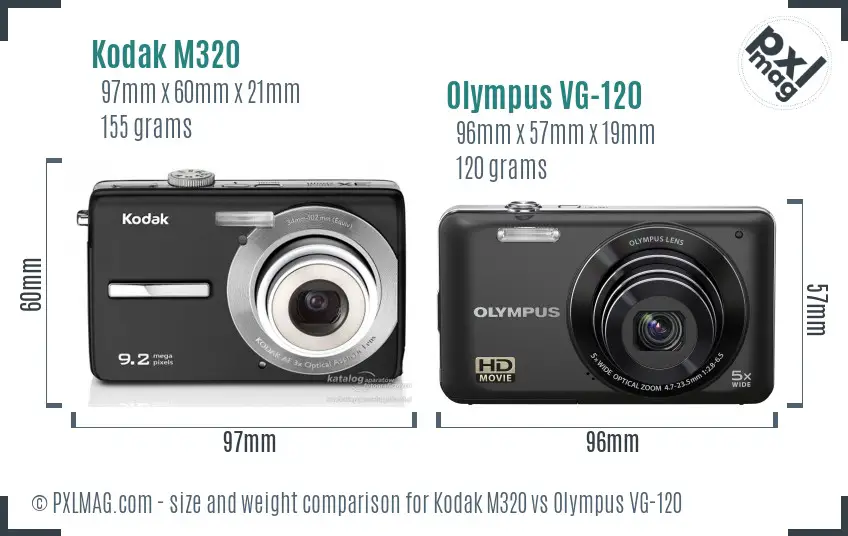 Kodak M320 vs Olympus VG-120 size comparison