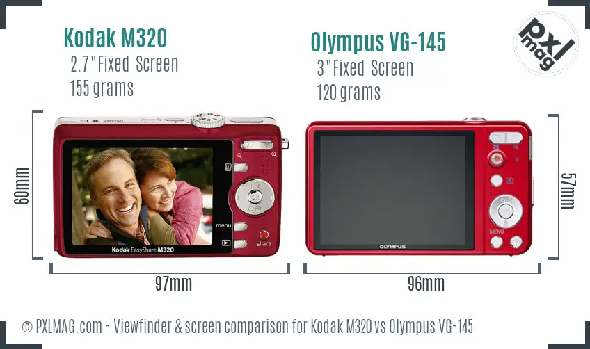 Kodak M320 vs Olympus VG-145 Screen and Viewfinder comparison