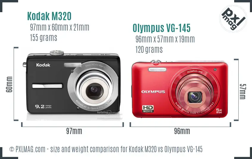 Kodak M320 vs Olympus VG-145 size comparison