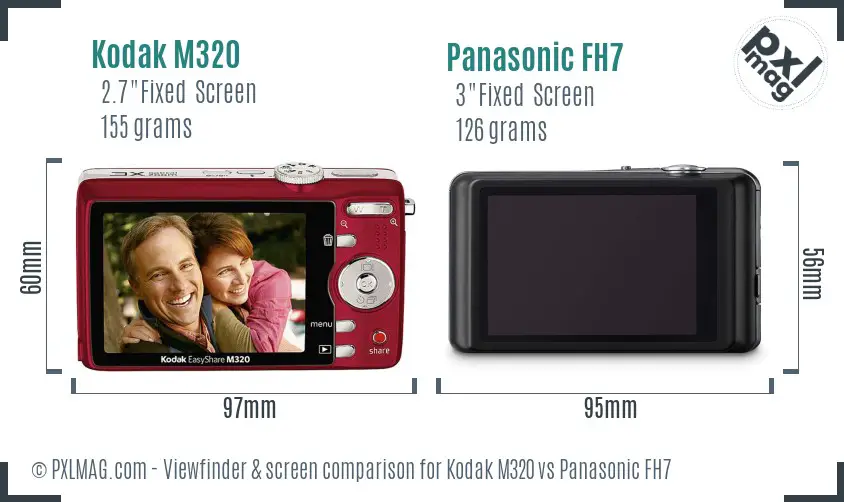 Kodak M320 vs Panasonic FH7 Screen and Viewfinder comparison